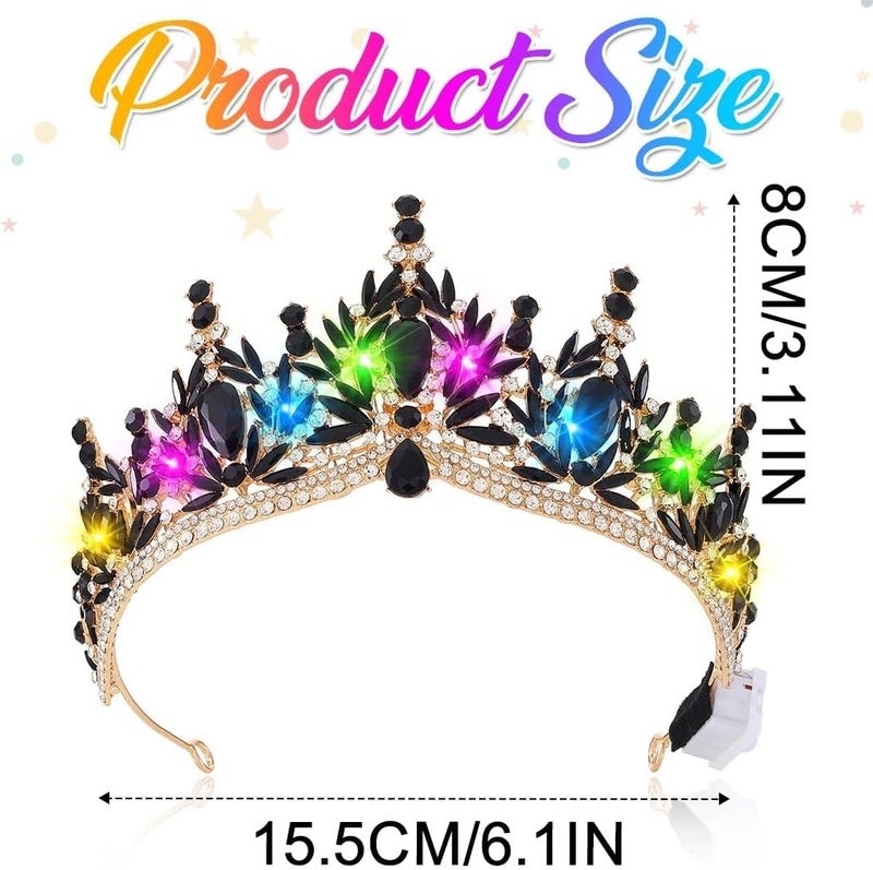 Brishow Light Up Fantasy Rhinestone Gold Crowns,Bridal Wedding Tiaras,Queen Headpiece Jewelry for Women - Image 5
